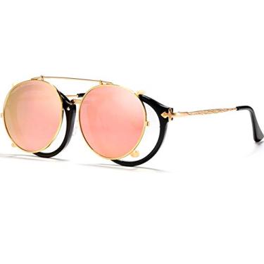 Imagem de Óculos de Sol FLIP KDEAM Redondo com Proteção Uv400 Alta Moda Estilo Flip-On Clipe na Lente (C5)