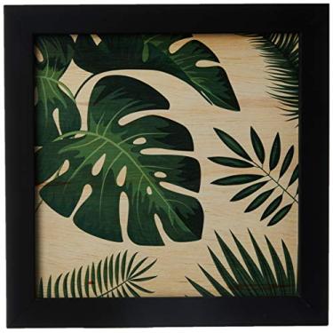 Imagem de Arte Maníacos Quadro Decorativo em Madeira Plantas Folhas Grandes - 32,5x23cm (Moldura caixa em laca preta)