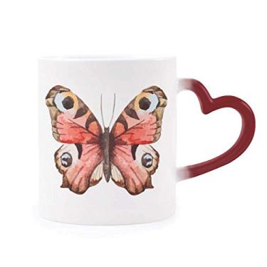 Imagem de Caneca rosa borboleta em pintura a óleo sensível ao calor caneca vermelha muda de cor