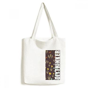 Imagem de Bolsa de lona DIY DIY com tinta de plantas de folha marrom para compras lavável