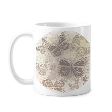 Imagem de Caneca de papel de parede elegante, vintage, cinza, borboleta, cerâmica, café, porcelana, louça