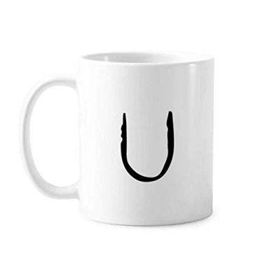 Imagem de Alfabeto grego Upsilon Caneca silhueta preta cerâmica café porcelana talheres