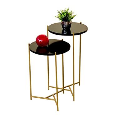 Imagem de Conjunto Mesa Apoio Lateral Sala Estar Pequena Decoração Mesinha Canto Sofá
