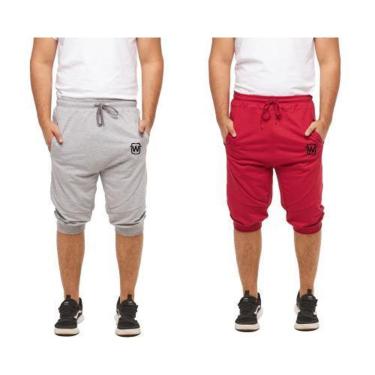 Imagem de Kit 02 Bermudas de Moletom Wooks Masculina Fitness Saruel Skinny WB2-Masculino