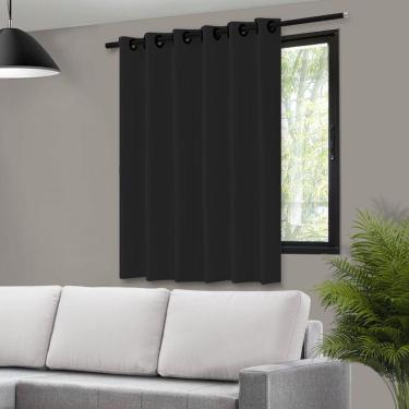 Imagem de Cortina Blecaute Blackout Dupla Face Preta Corta Luz Com Ilhós - 140X140cm