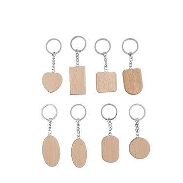 Imagem de ABOOFAN 8 Unidades espaços em branco para chaveiros de madeira chave em forma de coração chaveiro de carro para homens porta-chaves chaveiro de madeira homem chaveiro personalizado Rótulo