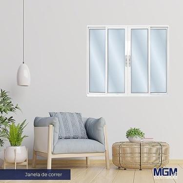 Imagem de Janela de Alumínio de Correr 120x150cm 4 Folhas 2 Fixas com Vidro Mini Boreal Linha Solida MGM Branco
