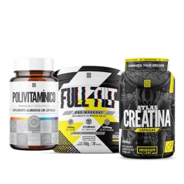 Imagem de Full Tilt Pré-treino - 150g + Atlas Creatina 60 caps + Polivitamínico 30 caps Sabor: Abacaxi