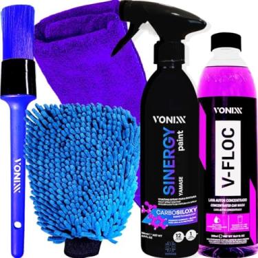 Imagem de Kit Lavagem Vitrificação Sinergy Shampoo V-floc Vonixx Pano
