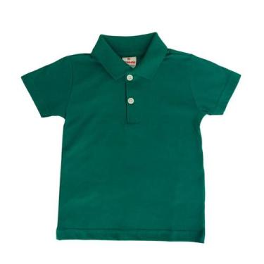 Imagem de Camiseta Gola Polo Infantil 100% Algodão Verde Brandili