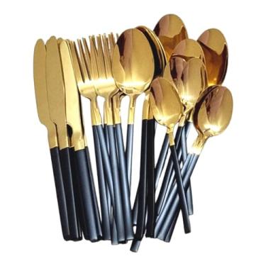 Imagem de Faqueiro de luxo Slim Preto Talheres de aço Inoxidavel 24pç