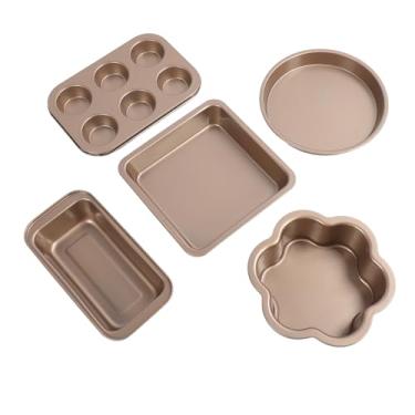 Imagem de Conjunto de Assadeiras, Assadeiras de Forno de Cozinha Antiaderente para Muffin (Dourado)