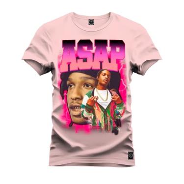 Imagem de Camiseta Plus Size Premium Malha Confortável Estampada Asap Rock Rosa G4