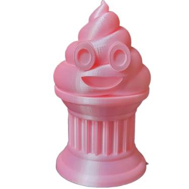 Imagem de Znet3D Troféu Emoji Poop – Prêmio ou presente perfeito – Feito à mão com fabricação aditiva – 15 cm de altura – Com um emoji sólido de cocô preso em uma coluna (rosa seda)