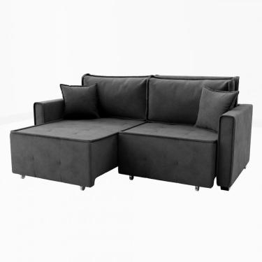 Imagem de Sofá-Cama Casal 3 Lugares Onix Veludo Grafite 220 cm