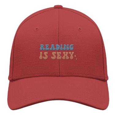 Imagem de Boné de beisebol Reading is Sexy Book Trucker Hat para adolescentes retrô bordado snapback, Vermelho, Tamanho Único