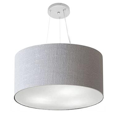 Imagem de Lustre Pendente Cilíndrico Cúpula Tecido 55x30 cm, Vivare Iluminação, Pendente4192 CZ, Cinza, Médio
