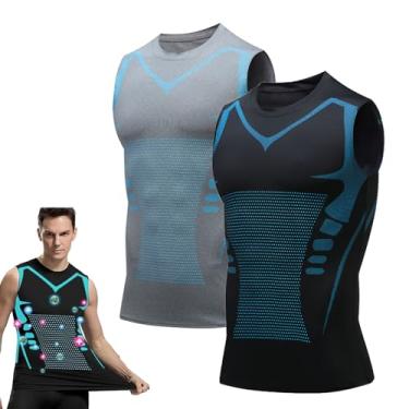 Imagem de QIAWI Ionic Shaping Vest, 2024 New Version Ionic Shaping Vest, camiseta masculina de compressão emagrecedora, colete modelador corporal, 2 peças 4, XXG