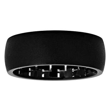 Imagem de STEEL NATION JEWELRY Aliança de casamento masculina de carboneto de tântalo de 8 mm, escolha entre tamanhos e cores, Metal