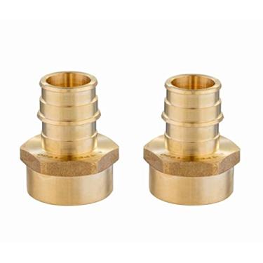 Imagem de (Pacote com 2) EFIELD Pex A Conexões de latão de expansão de fluxo total 2,5 cm x 2,5 cm Fêmea NPT F1960 apenas para tubos Pex A