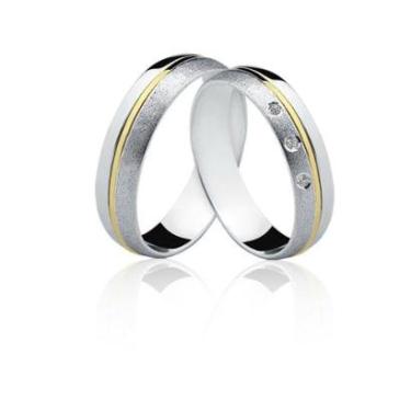 Imagem de Aliança de Prata 925 com Filete de Ouro e Pedra ALP05-Unissex