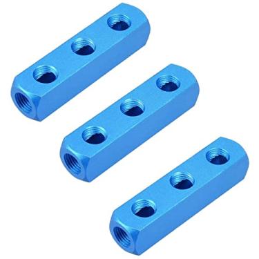 Imagem de It Works Great Divisor de bloco de coletor de 3 vias e 6 portas, encaixe em linha de mangueira de ar pneumática de 6 mm para tanque de ar portátil Air Comrpessor, divisor de bloco de coletor em linha
