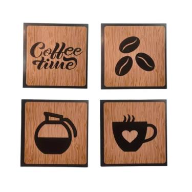 Imagem de Kit Placas Cantinho Do Café Decoração Em Mdf Adesivado 4un