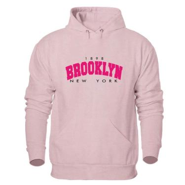 Imagem de Moletom Agasalho Plus Size Canguru Flanelado Confortavel Estampa Brooklyn Com Capuz Ajustavel