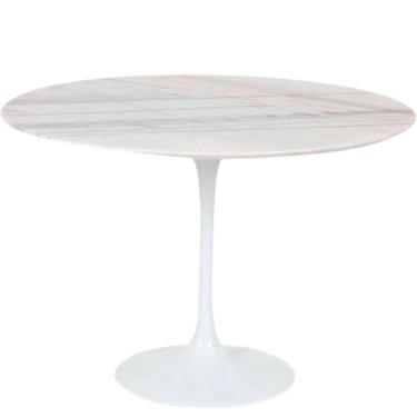 Imagem de Mesa De Jantar Tulipa Saarinen Redonda 100 Cm Mármore Branco Extra Cor Branco