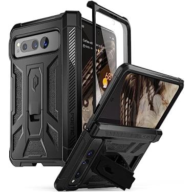 Imagem de Poetic Capa Spartan para Google Pixel Fold 5G, [Proteção de dobradiça][Suporte] [Proteção de grau Mil] Capa protetora híbrida à prova de choque robusta com protetor de tela integrado, preto fosco