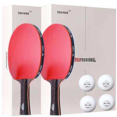 Imagem de Raquete de pingue-pongue - Lâmina de fibra de carbono de 7 camadas - Esponja Premiere de 2 mm para um ponto doce maior - Alça alargada para maior controle - Conjunto de raquete de tênis de mesa de