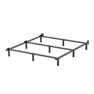 Imagem de Bednowitz Estrutura de cama completa de metal, suporte de base de cama de 17 cm para base de colchão e fundação de colchão, molduras de cama básicas resistentes, sem ruído, fácil montagem, preta