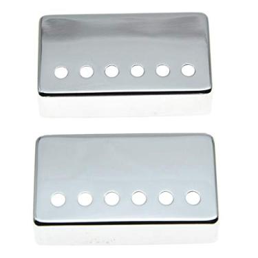 Imagem de KAISH 2 capas para captador de guitarra Humbucker de latão Humbucker captador capas de captador 50 mm/52 mm espaçamento de mastro para Epi Les Paul Chrome