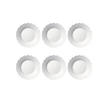 Imagem de Jogo Prato Fundo Opaline Jasmim Branco Vidro Nadir Kit 6 Un