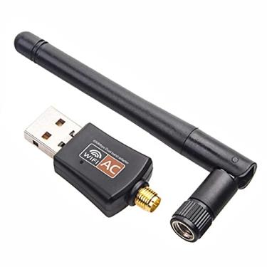 Imagem de Adaptador Wireless Wifi Usb AC Dual Band 600mbps 2.4ghz + 5ghz Com Antena Windows Linux Mac