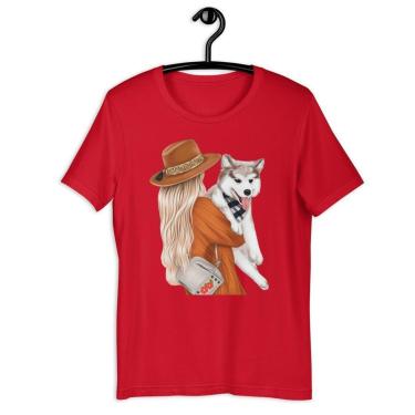 Imagem de Camiseta Blusa Feminina Garota Love Dog Husky-Feminino