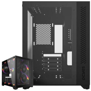 Imagem de Gabinete Pcyes Forcefield Black Vulcan Mid-Tower com Design Imponente,