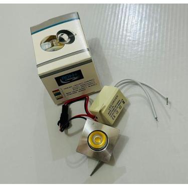 Imagem de Mini embutido Spot quadrado para móvel cor Prata 1W led incluso 3.000K