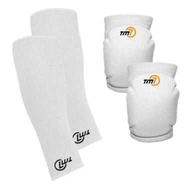 Imagem de Kit Joelheira Volêi Com Protetor Antebraço Manguito Curto Tm7, P, Bran