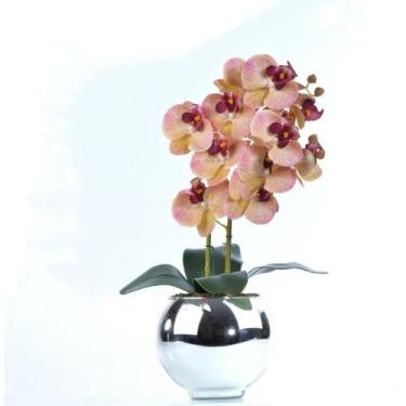Imagem de Arranjo 2 Orquídeas Outonadas em Vaso Prata Lana - Vila das Flores