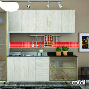 Imagem de Faixa Adesiva Cozinha Banheiro Pastilhas Vermelho 8m - Colaí