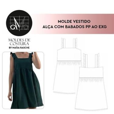 Imagem de Molde vestido alça com babados tamanho PP ao EXG by Maísa Rasche - EDI