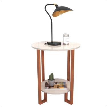 Imagem de Mesa De Canto Apoio 2 Tampos Pés Cobre - Várias Cores - RDS Metalúrgic