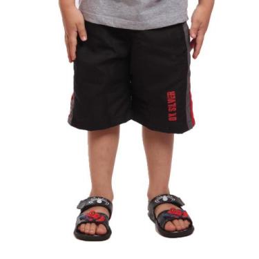 Imagem de Bermuda Tactel Ox Silver Estilo Short, Preto, Vermelho, 10, Menino