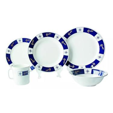 Imagem de Jogo De Pratos E Canecas Melamina Náutico Lancha Barco 20pcs - Noster 