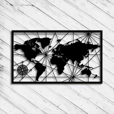 Imagem de Mapa Mundi Quadro Decorativo Parede Ferro 65x38cm - BELI HOUSE