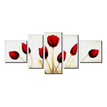 Imagem de Painel De Quadro Mosaico 5 Partes Para Sala Flores Tulipas - NEYRAD