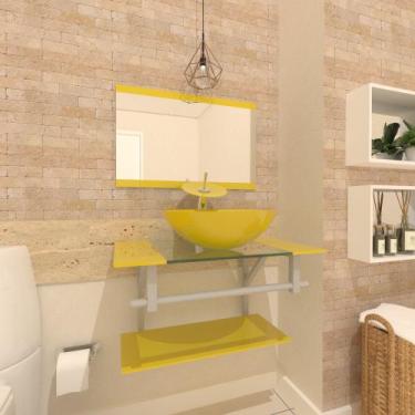 Imagem de Gabinete de vidro 60cm ac com cuba redonda - amarelo - Cubas e Gabinet