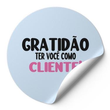 Imagem de 120 Etiquetas Adesivas Gratidão Ter Você Como Cliente Escrita Preto Ro