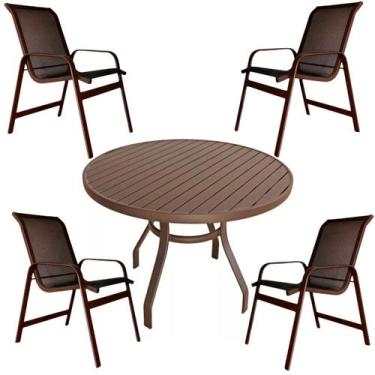 Imagem de Conjunto Mesa de Piscina Cadeiras Tela Alumínio Várias Cores - Nossa K